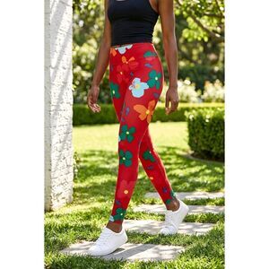 🔺️Lularoe Red Multicolor Floral Print Leggings One Size